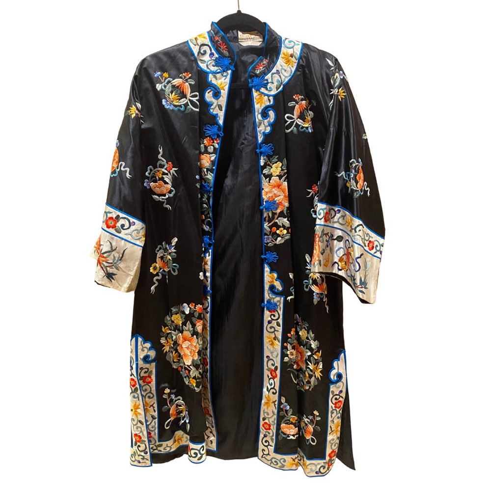 Vintage Black Floral Kimono
